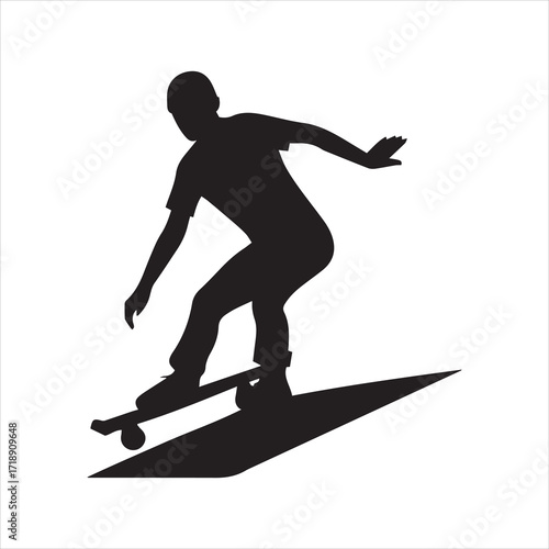 Silhouette of a person skateboarding with motion blur effect