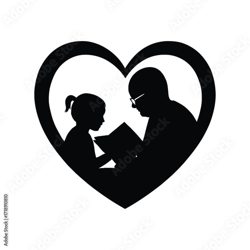 A Father's Love Sharing Stories with his Daughter Encased within a Heart