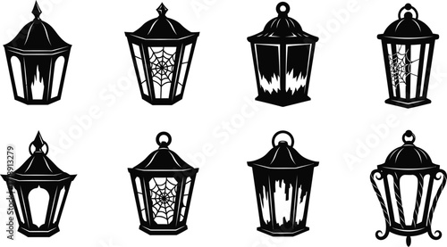 Collection of spooky halloween lanterns, perfect for adding a touch of eerie charm to your designs