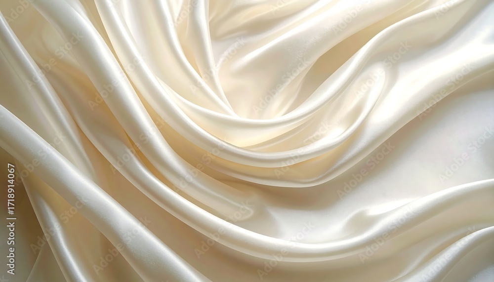 Fototapeta premium Elegant creamy fabric, softly draped, showing rich texture and sheen