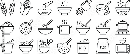 Food preparation and cooking ingredient icons set Keywords: food, cooking, preparation