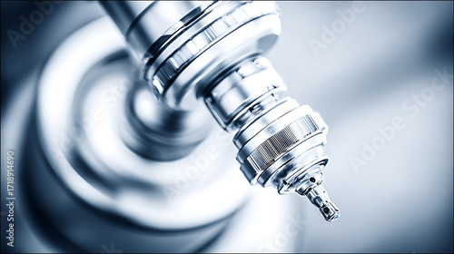 Close-up of a metallic medical instrument with a precision tip, highlighting its intricate design and reflective surface.