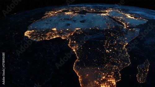 African continent night lights
