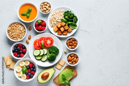 Wallpaper Mural Healthy meal prep ideas fresh ingredients kitchen food arrangement bright top-down view nutrition focus Torontodigital.ca