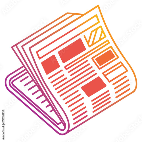 Colorful illustration of stacked newspapers with abstract geometric design elements