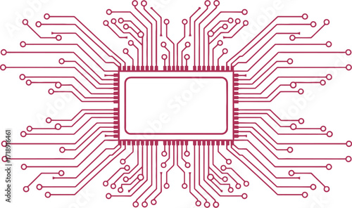 Circuit board design pink technology vector microchip illustration editable stock