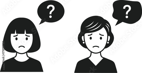 Confused people with question marks illustration vector image editable stock