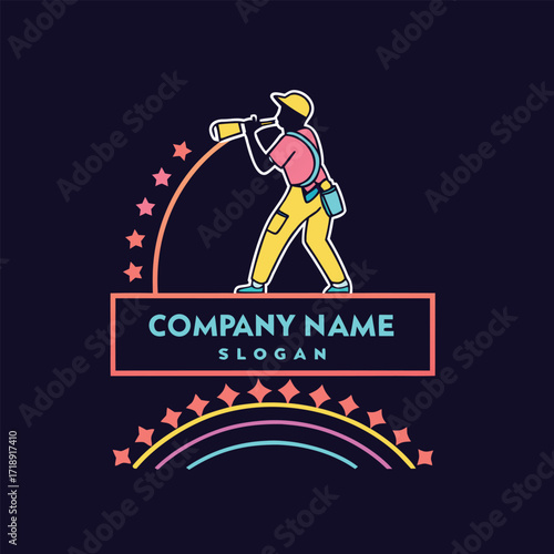 Stylish logo design featuring a hiker pouring water from a flask