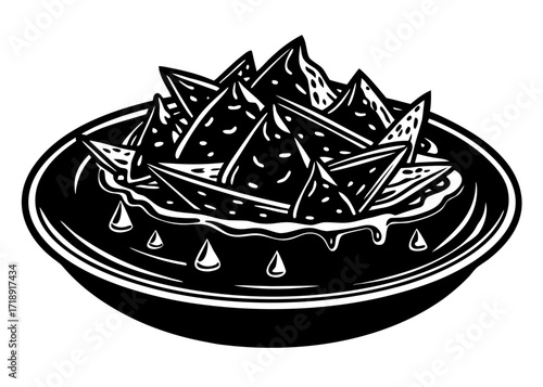Nachos Plate Silhouette with Melted Cheese, American Food SVG, PNG