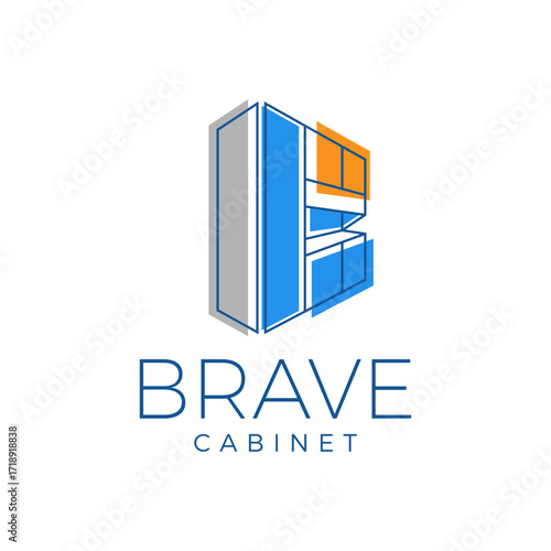 Brave letter B logo design concept. A modern geometric cabinet or furniture symbol for a business. Professional, clean vector icon for corporate branding, interior design, or carpentry identity