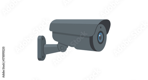 Simple illustration of a gray security camera mounted on a white wall