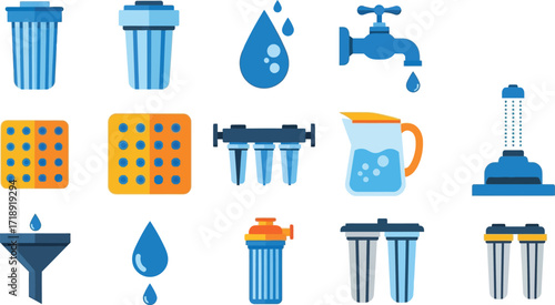 Water filter systems and filtration methods for clean water use editable stock
