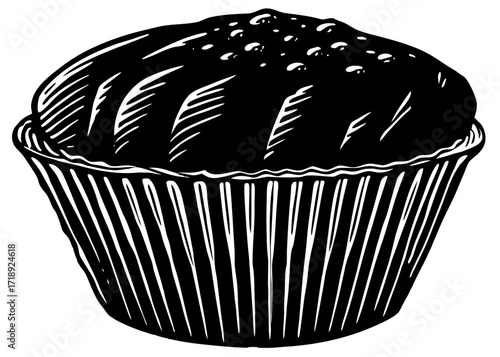 Muffin Silhouette with Rounded Top, Bakery Food SVG, PNG