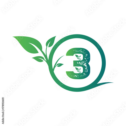 A simple green eco symbol with a leaf and flower design represents a natural, sustainable, and environmentally friendly concept