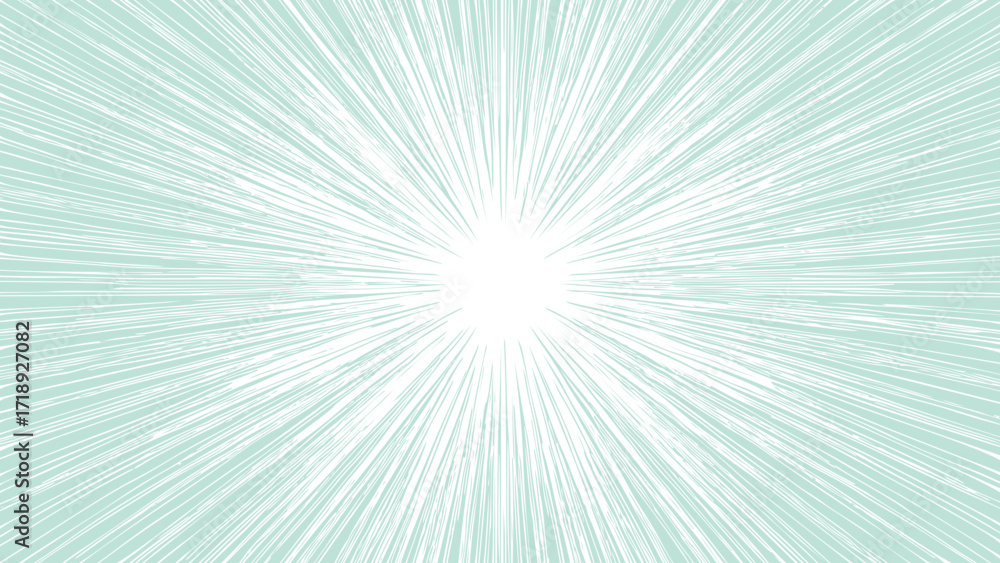 Obraz premium Turquoise and white sunburst background. Abstract wallpaper with rays. Sunshine hand drawn vector. 