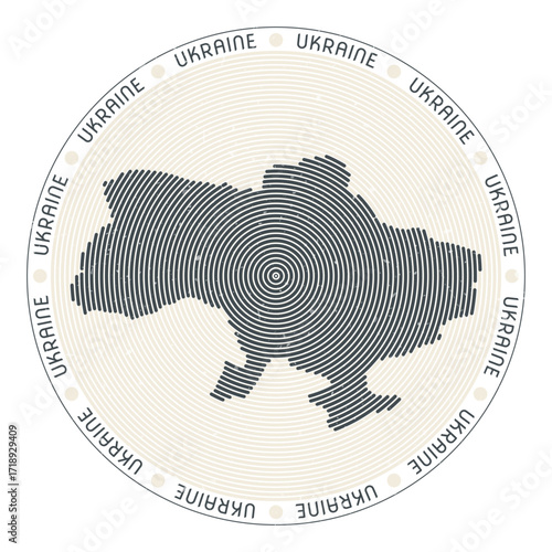 Ukraine shape radial arcs. Country round icon. Ukraine logo design poster. Classy vector illustration.