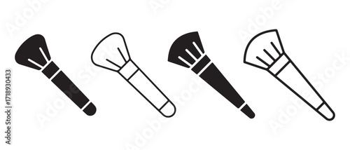 Makeup brush icons. isolated on white background, beauty and cosmetic application tools.