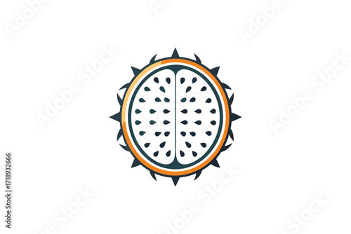 Half Kiwano Melon Spiky Horned Fruit with Seeds Isolated on White Background