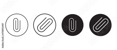 Paper clip icon set. isolated on white background in line and glyph style.