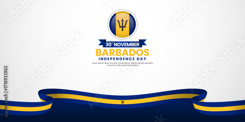 Barbados independence day banner background 30th november design element with waving ribbon flag
