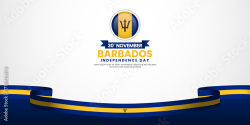 Barbados independence day banner background 30th november design element with waving ribbon flag
