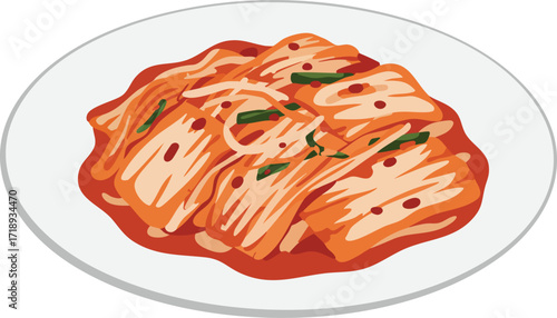 A close-up image of a plate of kimchi, a traditional Korean side dish.