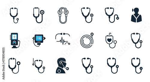 A collection of simple, hand-drawn icons depicting a woman pushing a shopping cart, from empty to full of groceries.