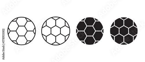 soccer balls icons set. in various styles isolated on white background.