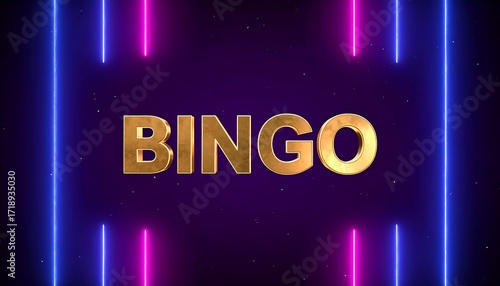Golden Bingo text against a dark background with neon light