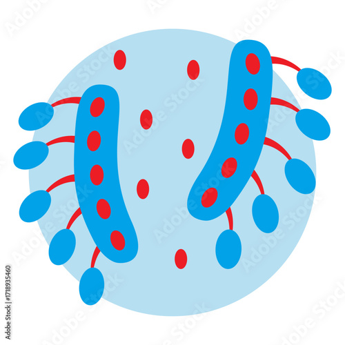 Spore Icon Microbial Spore Vector Illustration in Red and Blue