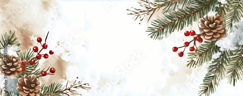 Winter Greenery With Pinecones and Red Berries in a Festive Arrangement