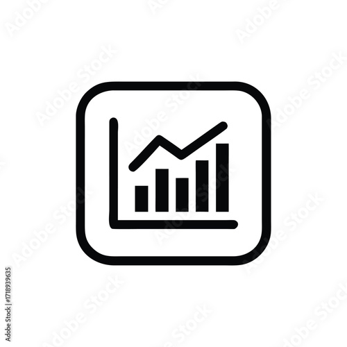 Minimalist Bar Chart Growing Trend Diagram in Rounded Square Outline Shape