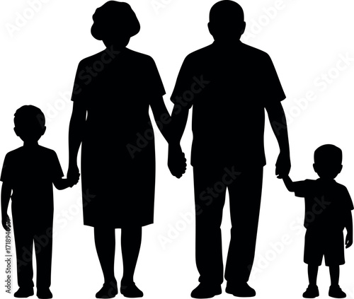 Generations silhouette holding hands family love connection vector