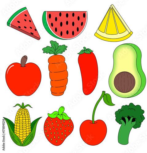 fruits and vegetables icons 