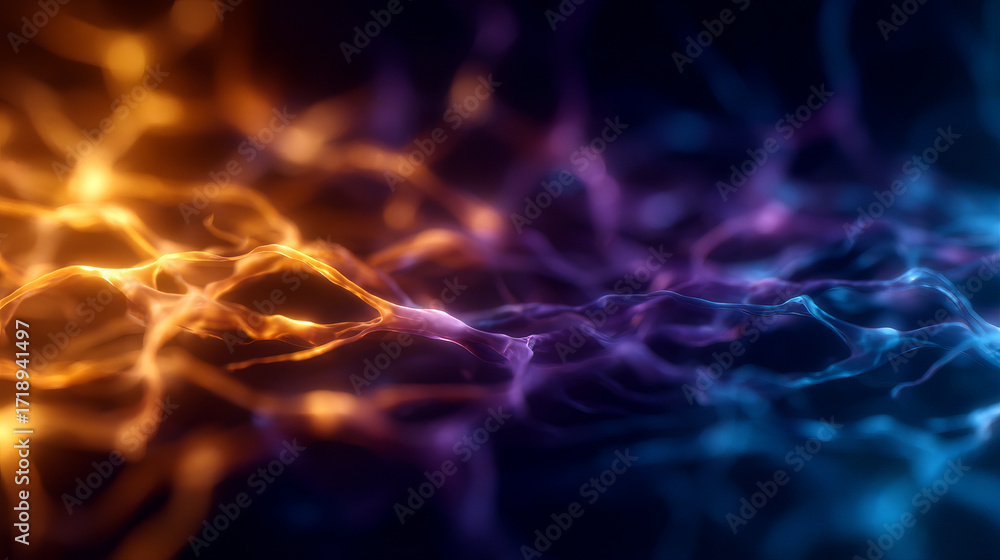 Obraz premium Abstract representation of neural network with vibrant colors and flowing patterns