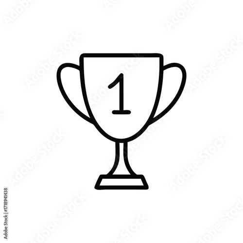 Number One Trophy Outline with Background Minimalist Design