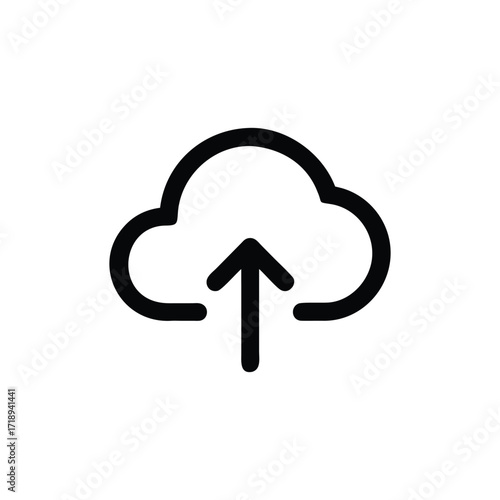 Simple Icon of Cloud with Arrow Pointing Upward on Background