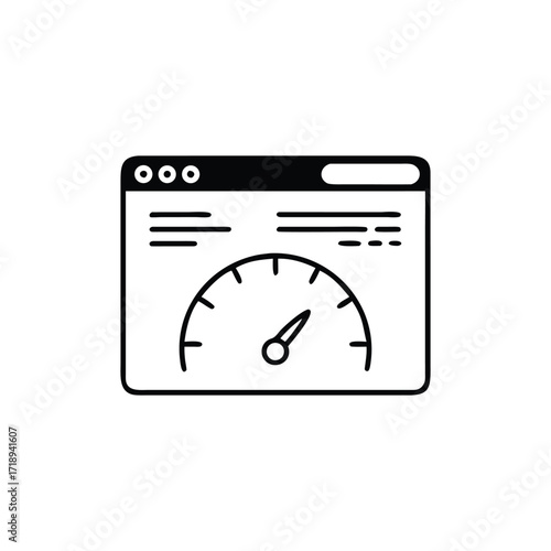 Speedometer in Browser Window Icon with Background Design