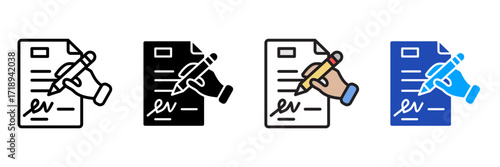 paperwork Icon Set Multiple Style Collection. Document, Folder, Clipboard, Pen, Pencil, Paper, File, Contract, Stamp, Envelope, Calendar, Checklist, Spreadsheet, Archive, Report, Signature, Receipt, I