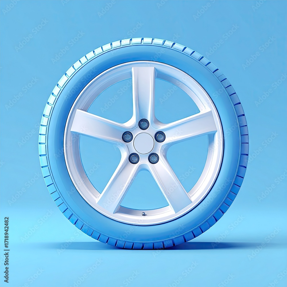 Obraz premium Light-blue tire on light-blue backdrop