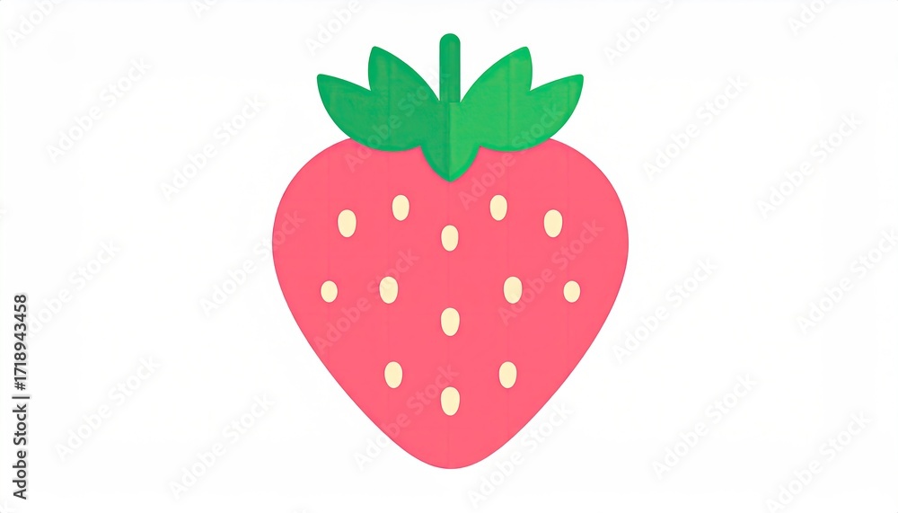 Fototapeta premium Pink strawberry with green leaves