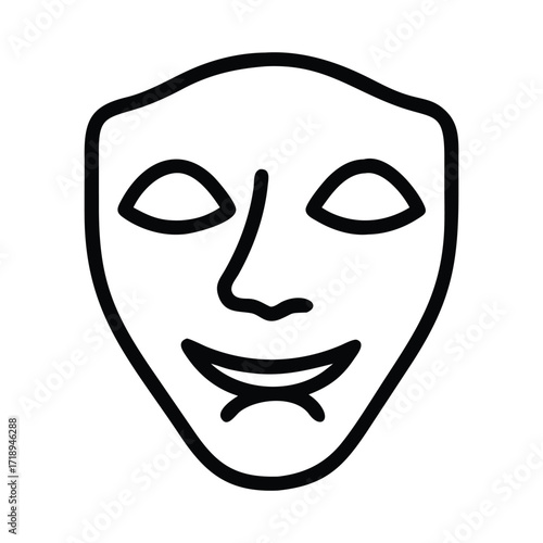Theatrical mask icon representing drama comedy and performance arts
