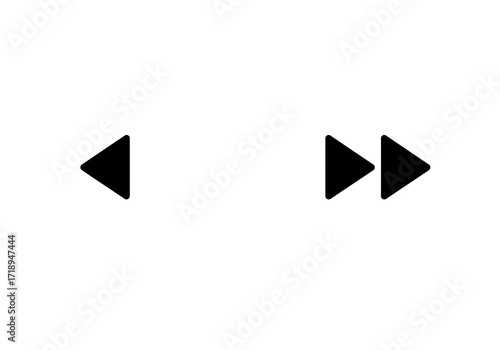Black arrow icons pointing left and right on a white background indicating rewind and fast forward