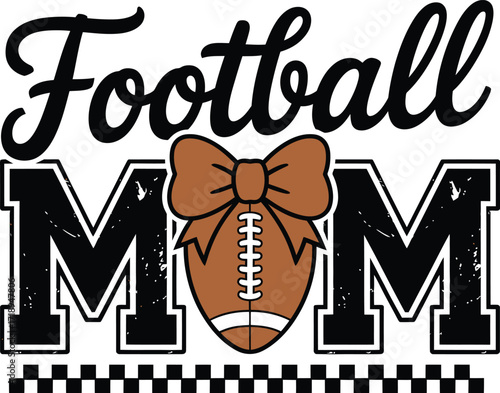 Bow Football Mom Typography Design