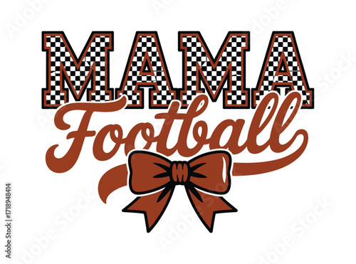 Mama Football Checkered Bow
