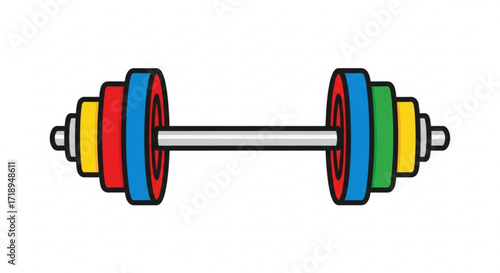 Colorful barbell weightlifting equipment for strength training and fitness exercise at the gym or home workout