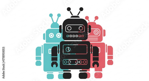 Robot vector illustration cute robots cartoon robot character robotic technology ai artificial intelligence
