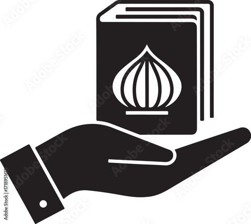 Hand offering a book of cultural wisdom icon