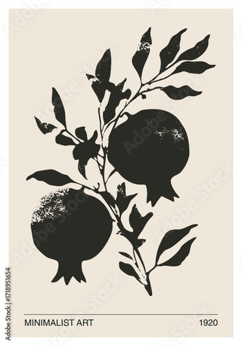 Botanical mid century contemporary collage minimalist wall art poster 