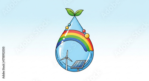 Water conservation renewable energy solutions for sustainable future environment and ecology illustration